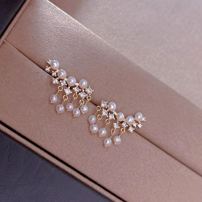 14KGF court style pearls earring 