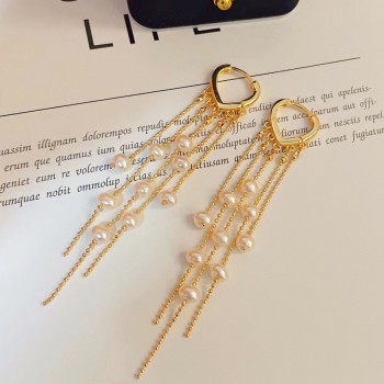 14KGF BEAN TASSEL EARRINGS