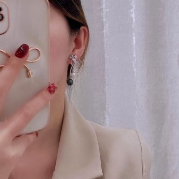 S925 DOUBLE COLORS PEARLS EARRINGS 